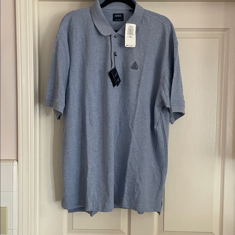 Izod Silk Wash Polo Shirt X-Large NWT NEW Cotton Blue